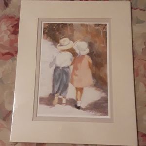 Precious matted watercolor print.